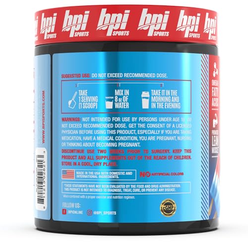 BPI Sports CLA + Carnitine Powder – Non Stimulant Fat Burner for Weight Loss, Metabolism & Lean Muscle – Caffeine Free – Rainbow Ice – 50 Servings – 12.34 oz