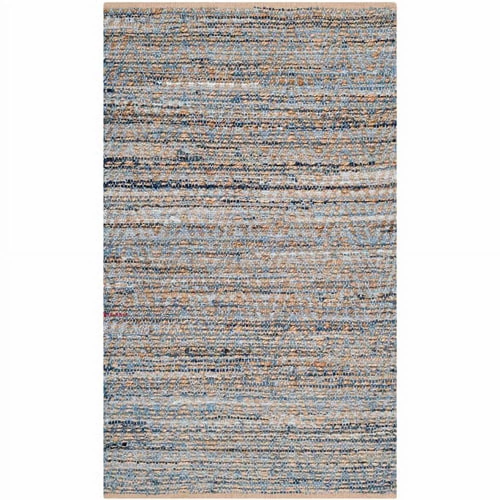 SAFAVIEH Cape Cod Leo Braided Striped Jute Area Rug, 4' x 6', Natural/Blue