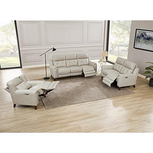 Hydeline Torino Zero Gravity Power Recline and Headrest Top Grain Leather Sofa Couch with Built-in USB-Ports, Vanilla