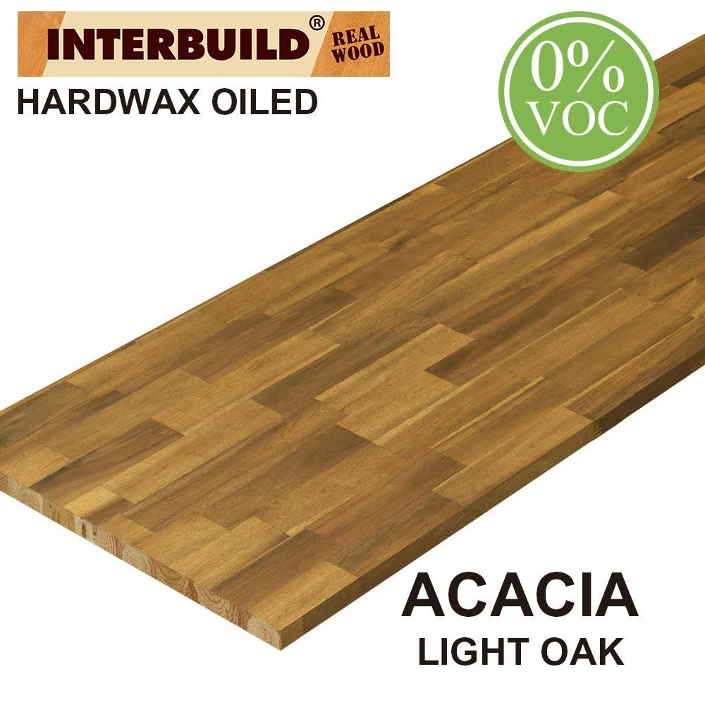 Interbuild Acacia 6 ft. L x 25 in. D x 1.5 in. T Butcher Block Countertop in Light Oak Stain PNL03015