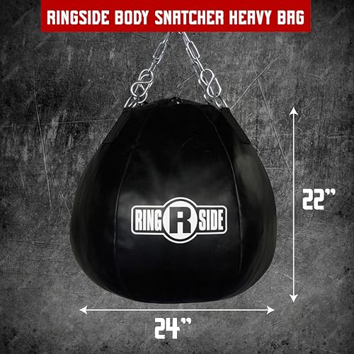 Ringside Body Snatcher Heavy Bag, Soft-Filled, Synthetic Leather Punching Bag for Boxing, MMA, Muay Thai, and More, Includes Heavy-Duty Chain and S-Hooks Connections, 65 Pounds, 22