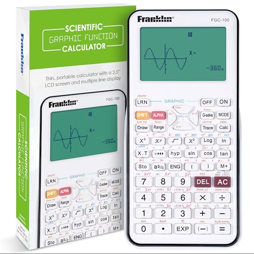 Franklin Scientific Graphing Calculator with 3 Operating Modes - Scientific Calculator Includes 20 Built-in graphs - Ideal for Beginner and Advanced Courses with Protective Cover - White