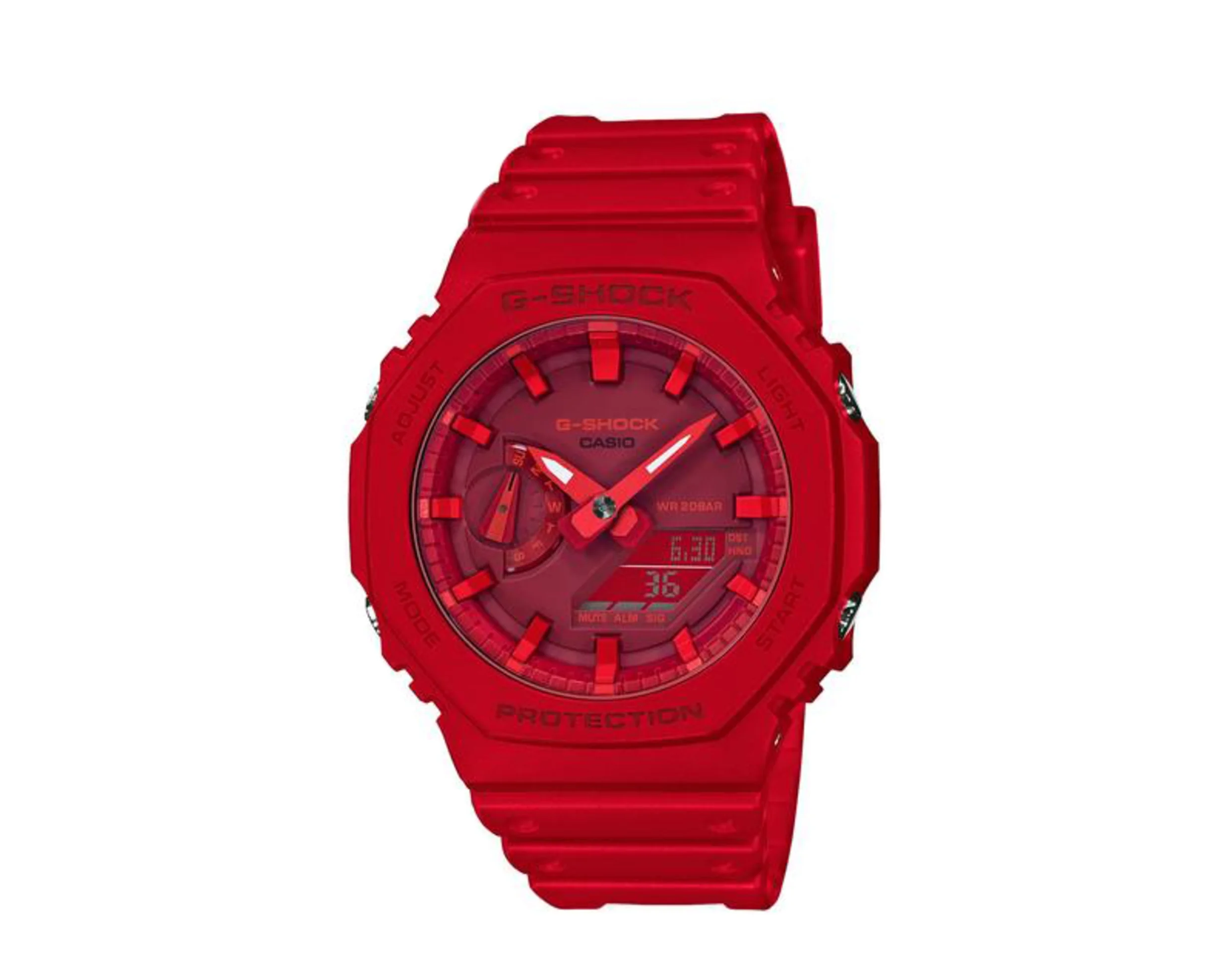 Casio G-Shock Alarm World Time Quartz Analog-Digital Red Dial Men's Watch GA2100-4A