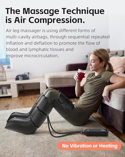 SHINE WELL Leg Massager with Heat and Compression, Leg Massager for Circulation and Pain Relief, Full Leg Massager with 3 Heat 3 Modes 3 Intensities, for Athletes Runner Cyclist, FSA HSA Approved