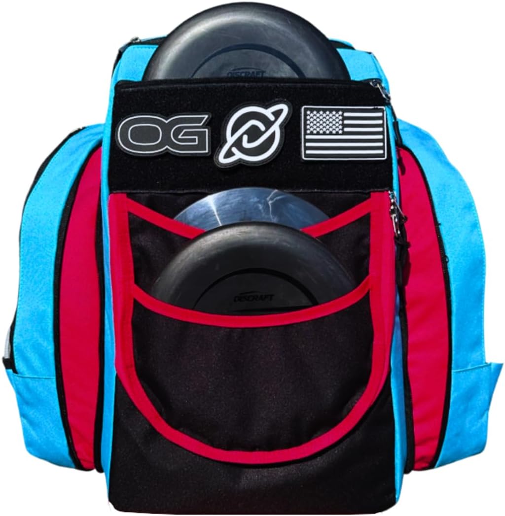 Discology Disc Golf OG V3 Disc Golf Bag | 26+ Disc Capacity | Premium Disc Golf Backpack Bag | Tough, Durable Design | 2 Large Top and Side Compartments | Top Patch Panel with Two Patchs Included