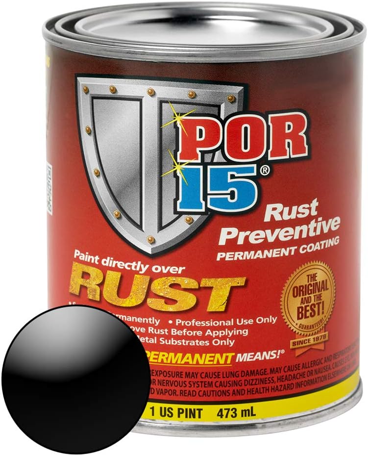 POR-15 Rust Preventive Coating- Semi-Gloss Black - 1 Gl - Stop Rust & Corrosion Permanently, Anti-Rust Non-Porous Protective Barrier