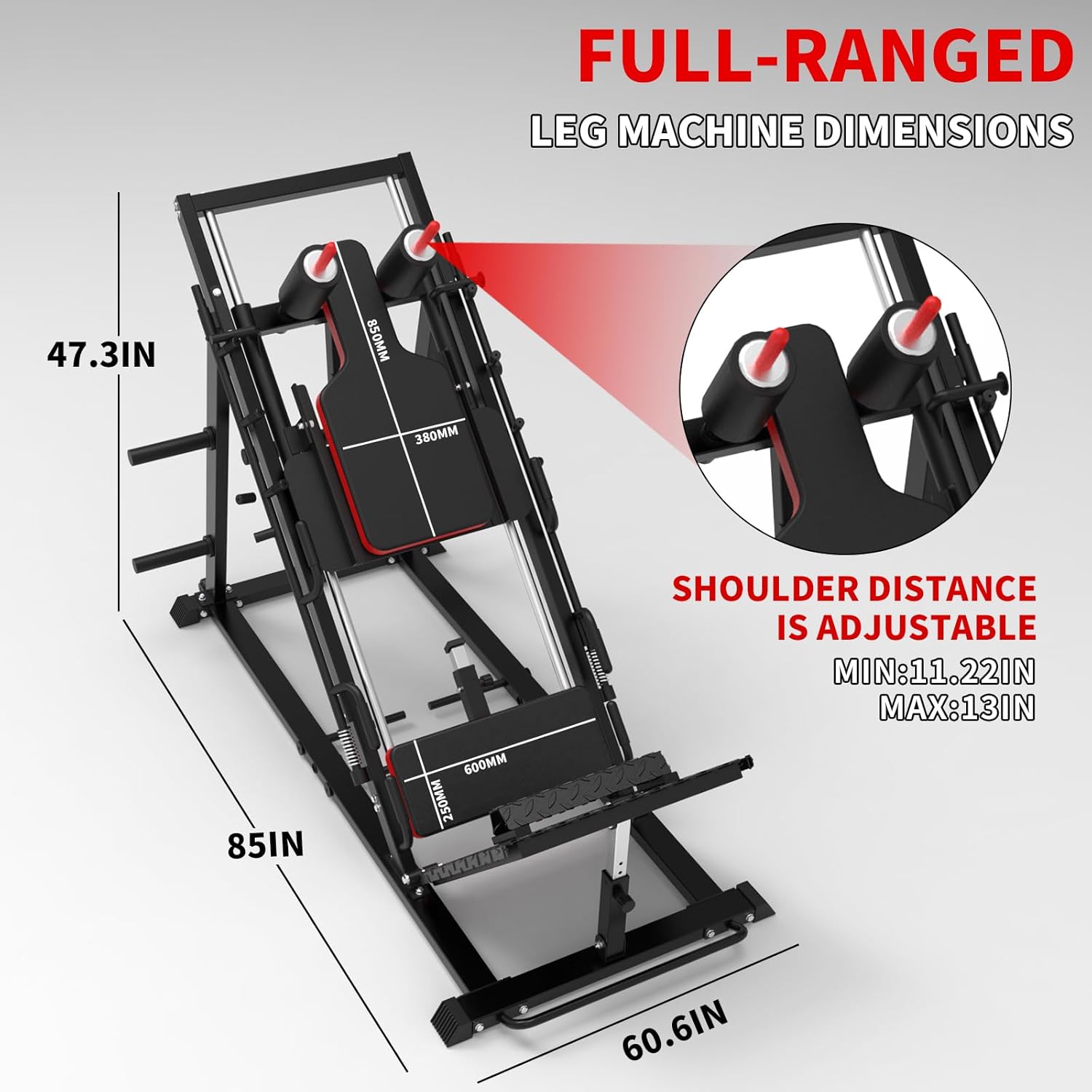 Leg Press Hack Squat Machine Combo, Hack Squat Leg Press Machine with Weight Storage Posts, Professional Adjustable Leg Exercise Machine with Linear Bearing for Full Lower Body Workout Home Gym