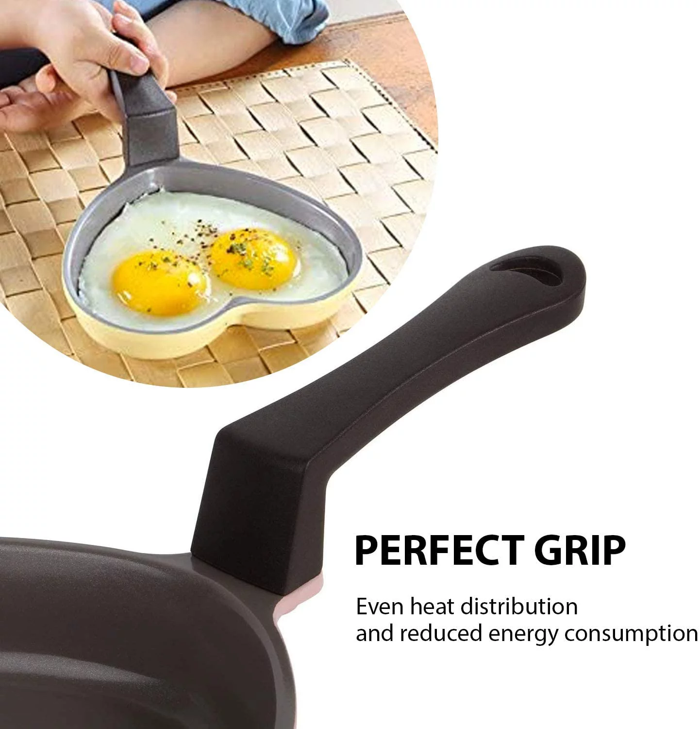 Neoflam Ceramic Nonstick Heart-Shaped Egg Pan Set, Lightweight cast aluminum body ( Pink & Red )