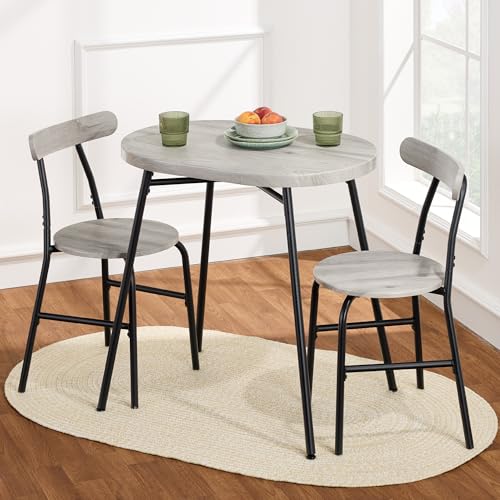 Best Choice Products 3-Piece Modern Oval Dining Table Set, Small Kitchen Dinette w/ 2 Chairs, Metal Frame, Curved Backrests - Dark Brown/Black