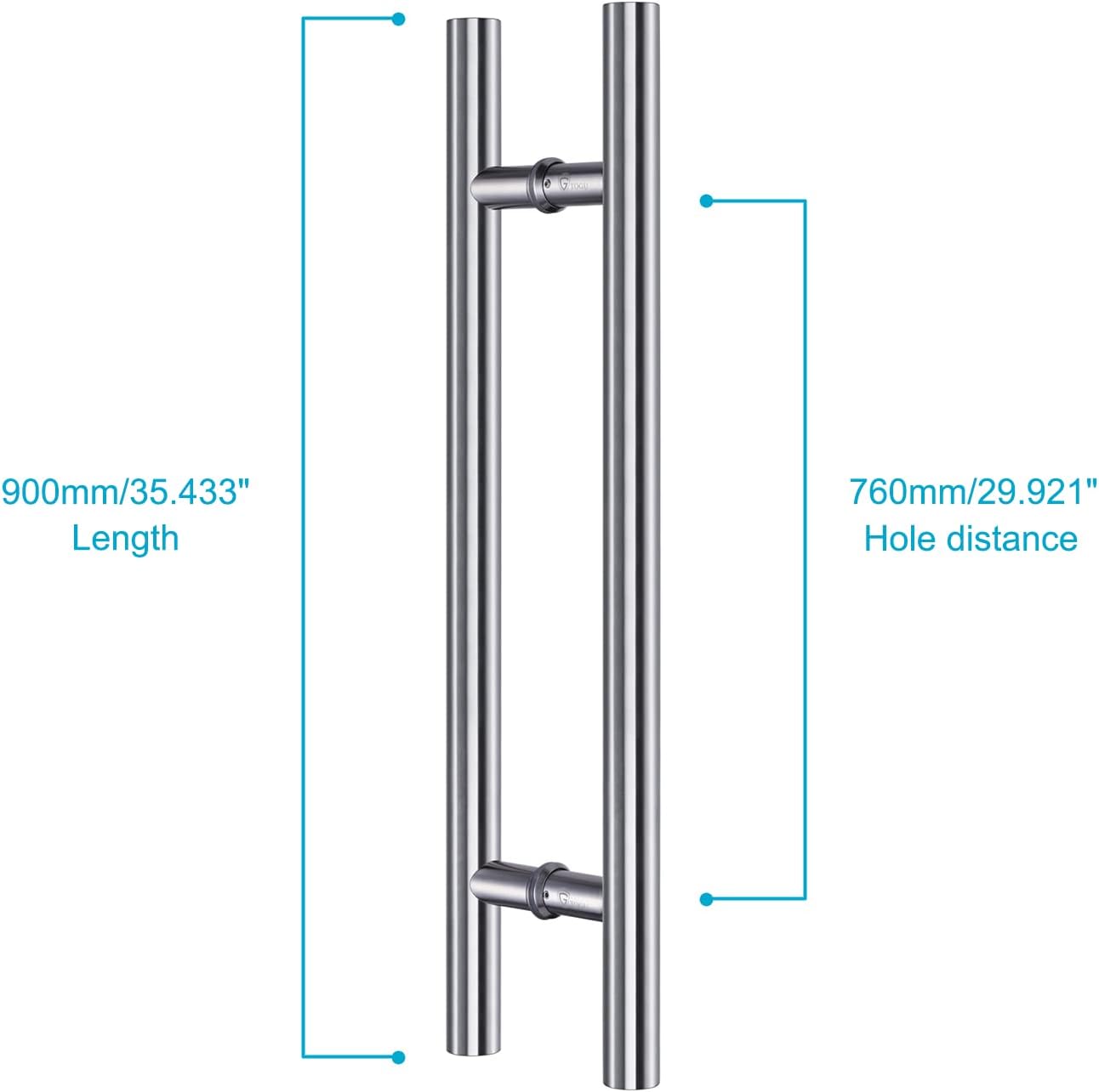 TOGU TG-6012 36 inches Solid Standoffs Heavy-duty Commercial Grade-304 Stainless Steel Push Pull Door Handle/Barn Door Pull Handle/ Glass Pulls , Full Brushed Stainless Steel Finish