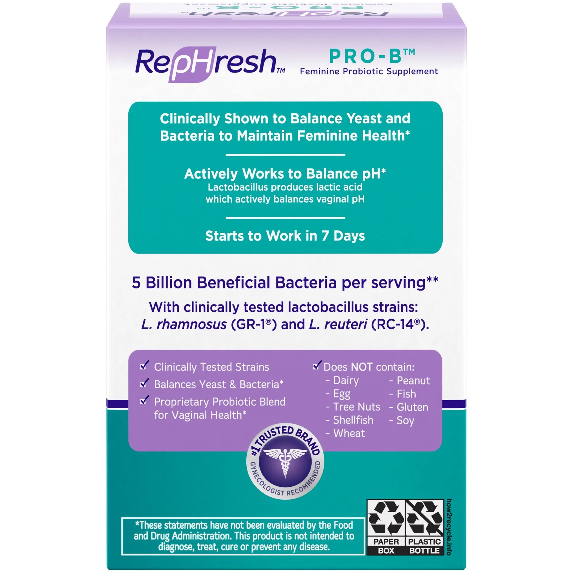 RepHresh Pro-B Probiotic Feminine Health Balance Bacteria, 30ct, 2-Pack