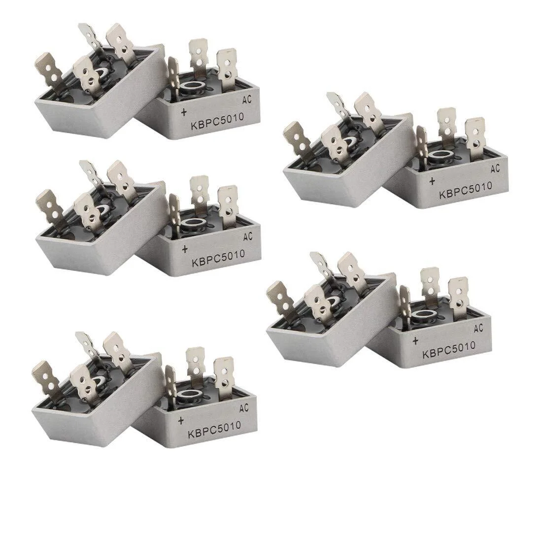 5/10Pcs 1000V 50A Metal Case Single Phase Diode Bridge Rectifier KBPC5010