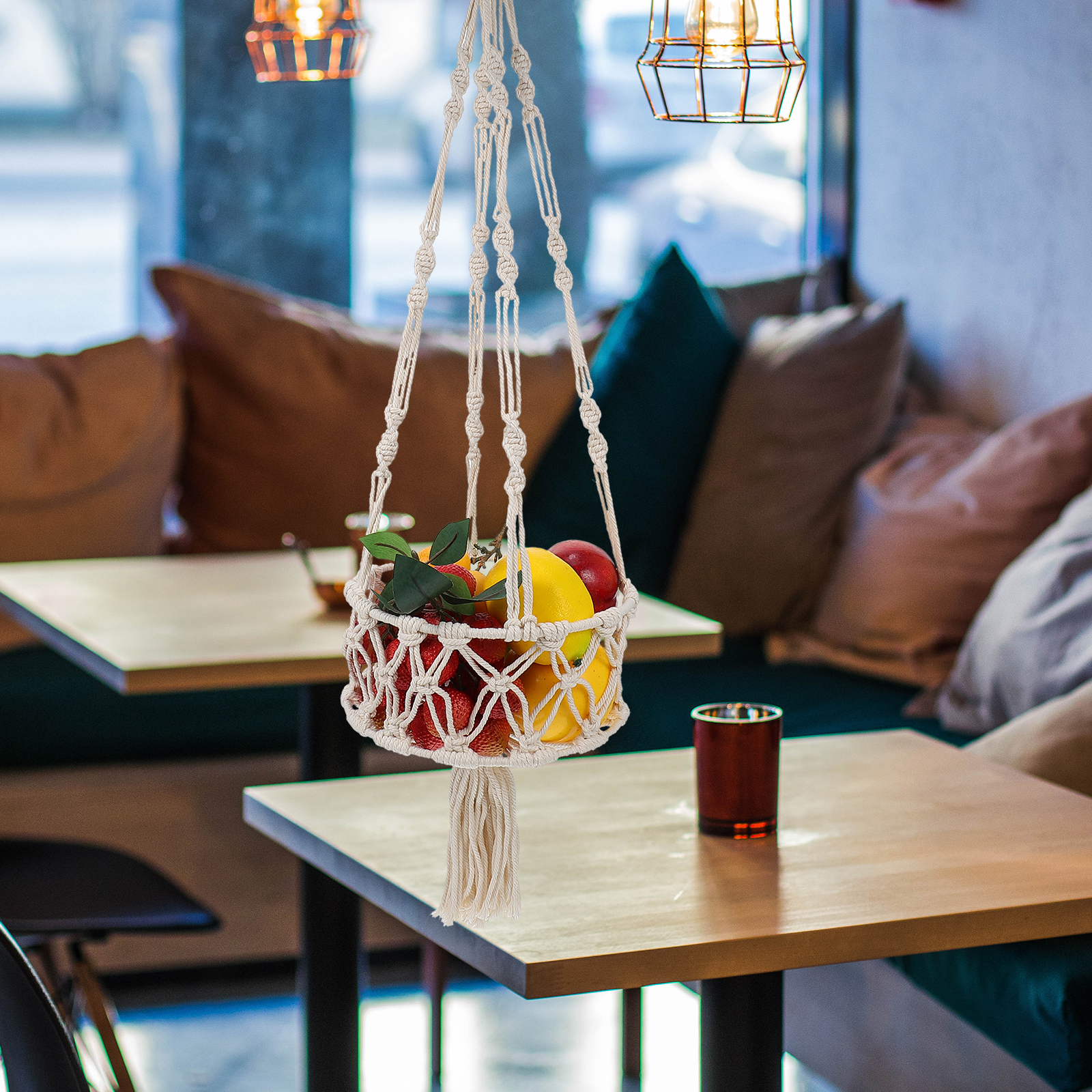 Woven Fruit Basket Hanging Flower Pot Long-lasting