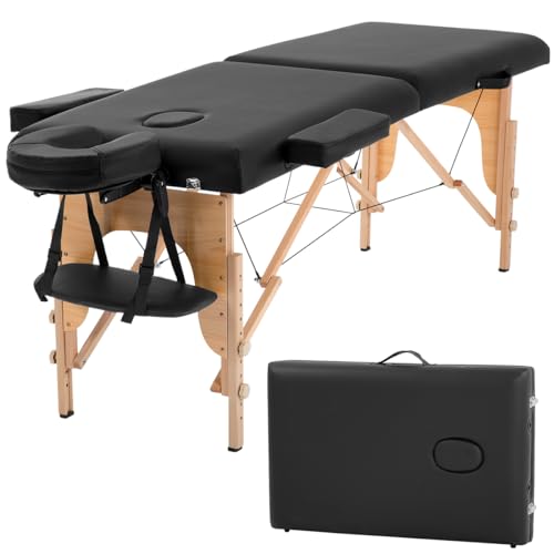 BestMassage Massage Bed Portable Massage Table 28 inche Wide Lash Bed Heigh Adjustable 2 Folding Spa Table with Non-Woven Bag for Spa Footmassage Facial CareSpa Tattoo