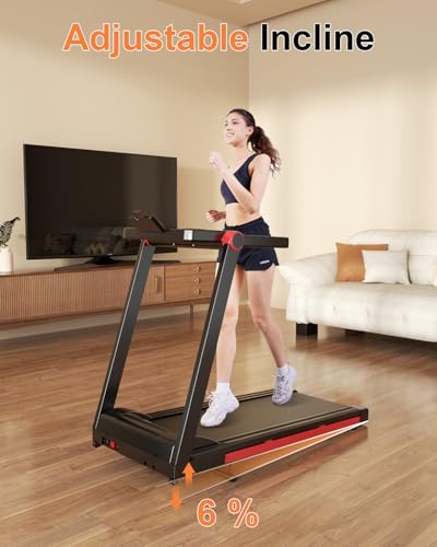 DeerRun Incline Treadmills for Home, Folding Treadmill for Walking, Running & Jogging, 3.5 HP Compact Raceable Treadmill with 350 LBS, Bluetooth Enable