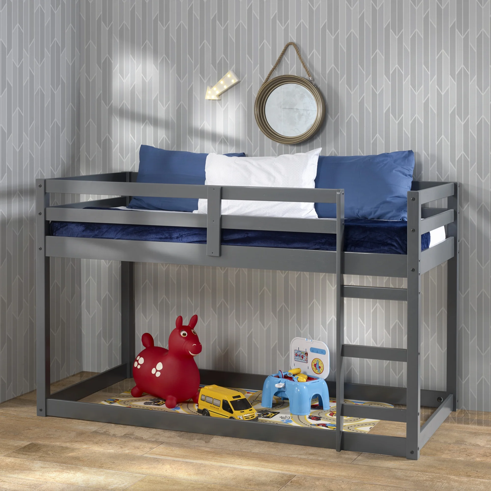 Contemporary Style ACME Gaston Loft Bed, Gray, Twin Loft Bed, Wood, Assembly Required