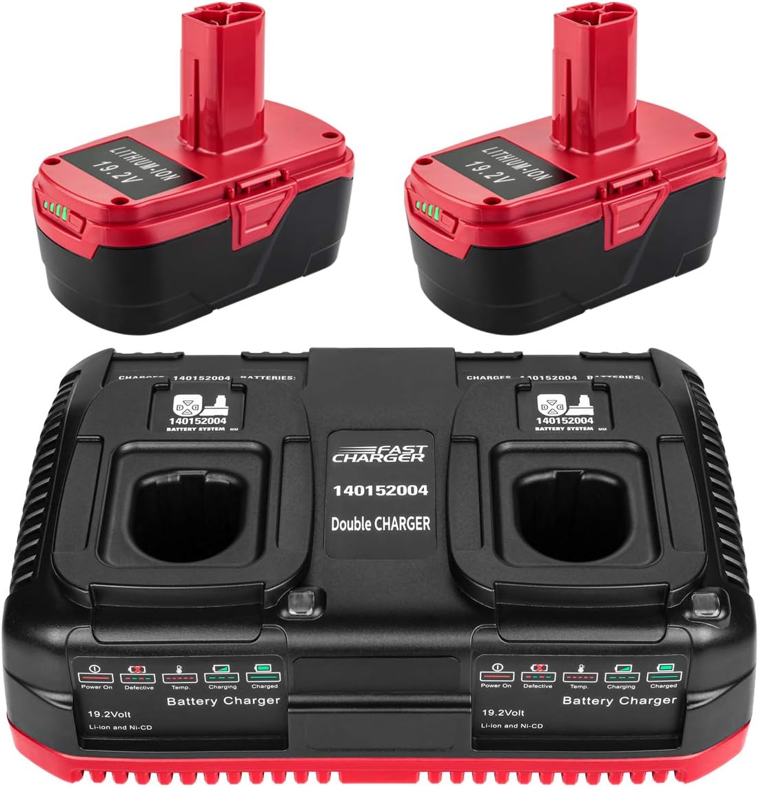 ANTRobut 2Pack 6.0Ah Replacement Craftsman 19.2 Volt Lithium Battery and Dual Battery Charger 140152004 for Craftsman Battery DieHard C3 XCP 130279005 1323903 130211004 11375 11376 315.113753