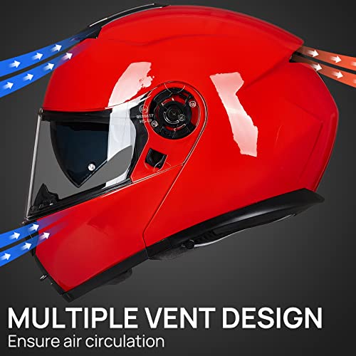 ILM Adult Motorcycle Modular Full Face Helmet Flip up Dual Visor DOT Approved Model 159(Matte Black,Large)