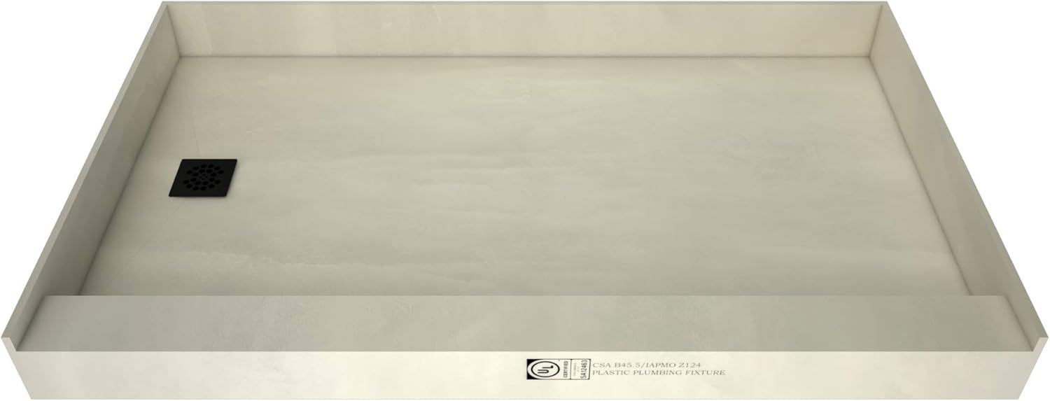 Tile Redi T3060L-SCDNPVZ Shower Pan Kit with Flashing, Left Drain- Single Curb Shower Base, 2