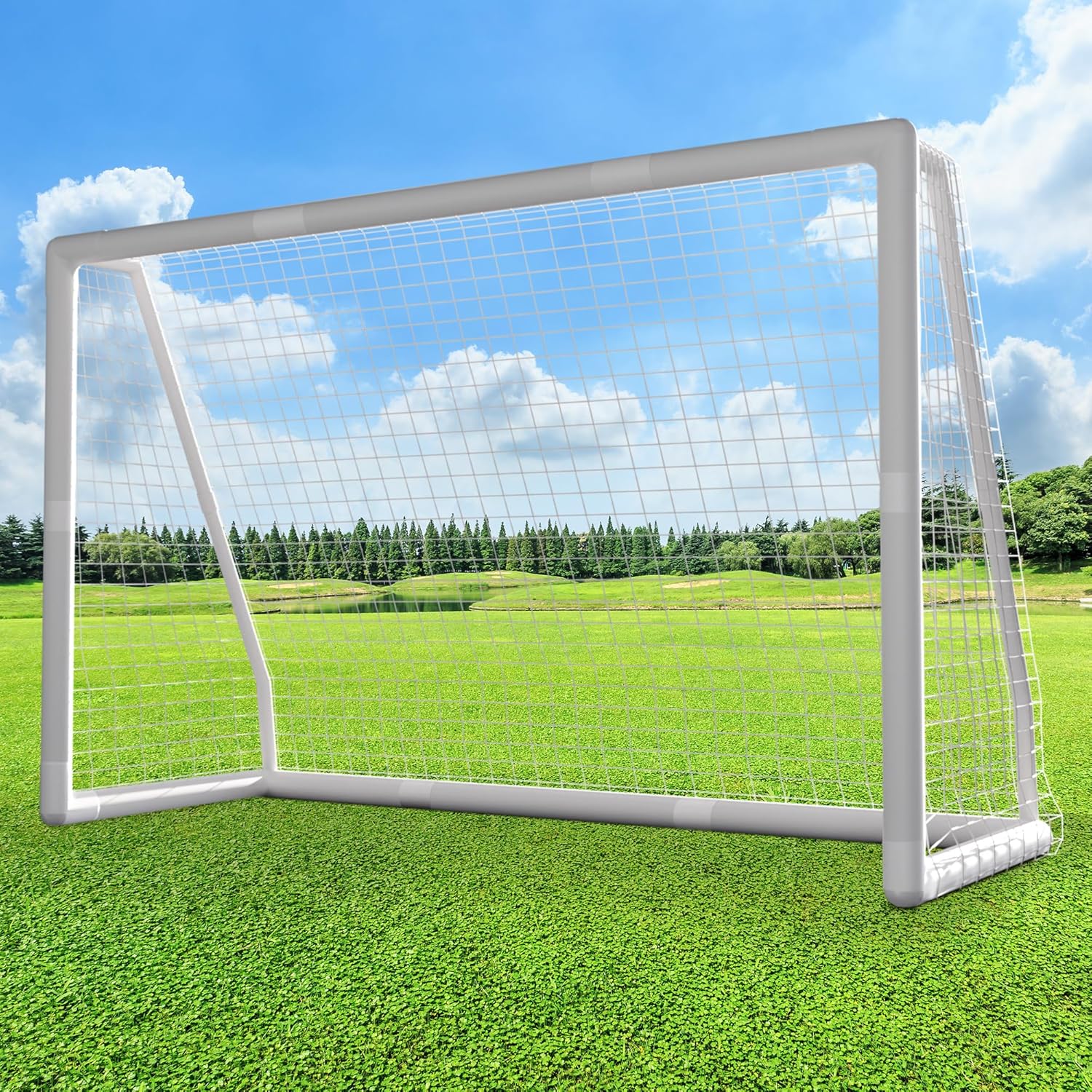 Rengue Soccer Goal, 8x5ft Backyard Soccer Goal, Weatherproof PVC Soccer Goals, Full Size Soccer Goal, Youth Training Soccer Net Set with High-Strength Nets, Ground Stakes and Carry Bag
