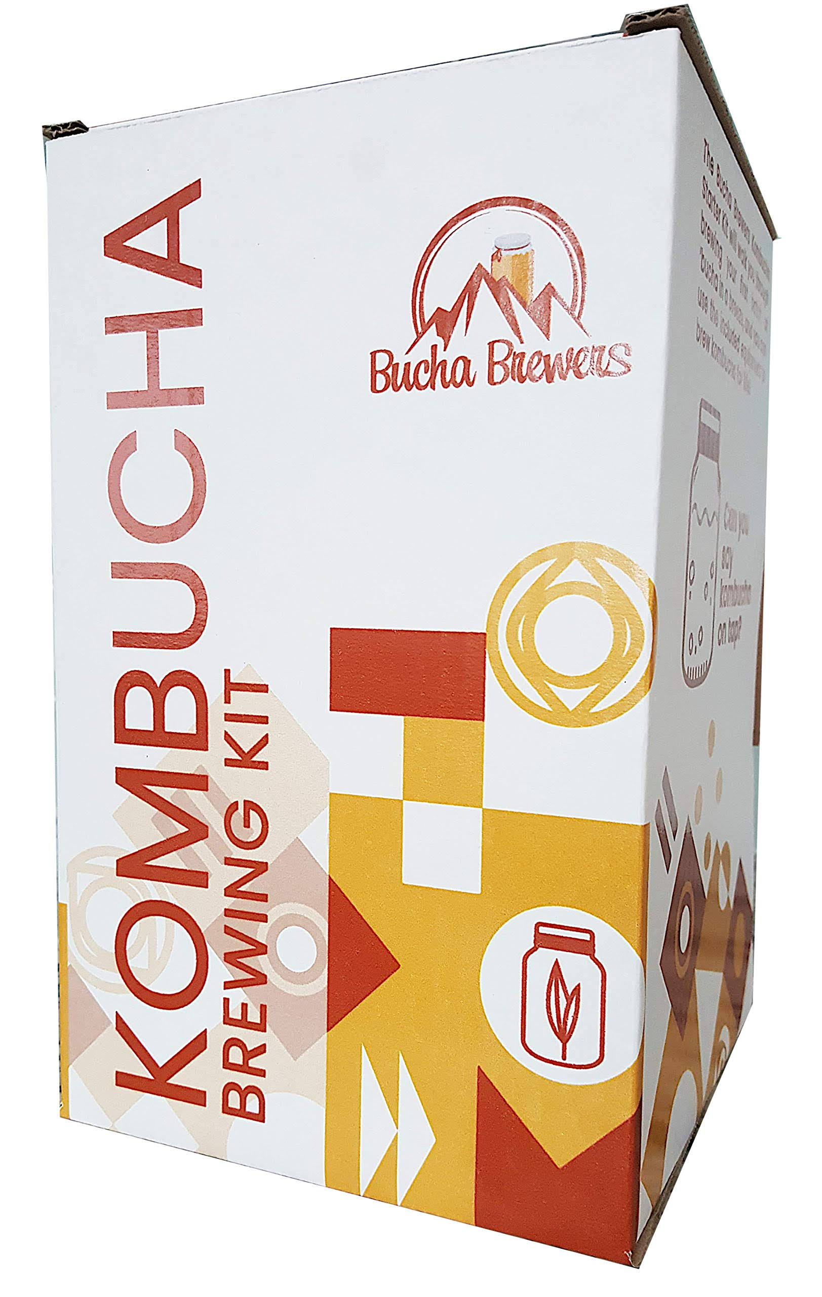 Bucha Brewers Kombucha Starter Kit with Kombucha SCOBY, Starter Tea, Certified Organic Sugar, Gallon Glass Jar with Lid, Coffee