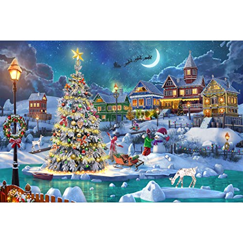Becko US Puzzles for Adults 1000 Pieces, Wooden Jigsaw Puzzles, 1000 Piece Puzzle for Adults, Christmas and Holiday (Snow Scene)