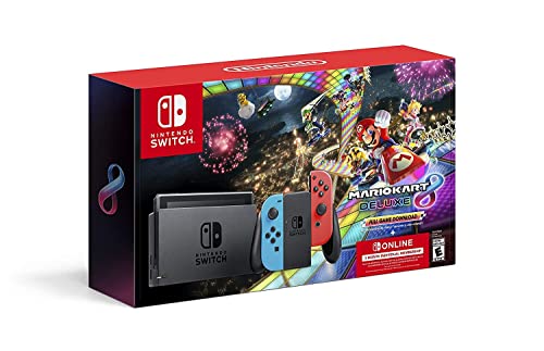 Nintendo Switch Mario Kart 8 Deluxe Accessories Bundle with Neon Blue & Neon Red Joy-Con & 32GB SD Card