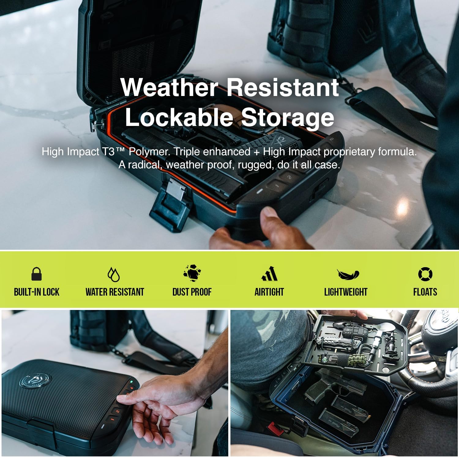 VAULTEK LifePod 2.0 Secure Waterproof Travel Case Rugged Electronic Lock Box Travel Organizer Portable Handgun Case with Backlit Keypad (Titanium Gray) (Biometric)