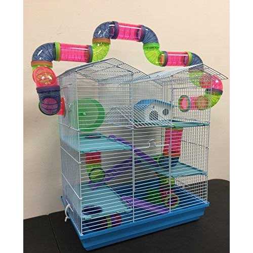 Mcage Large Multi-level Twin Tower Habitat Hamster Rodent Gerbil Mouse Mice Rat Wire Animal Cage Long Crossover Tube Tunnel Expandable and Customizable - Pet Supplies online store