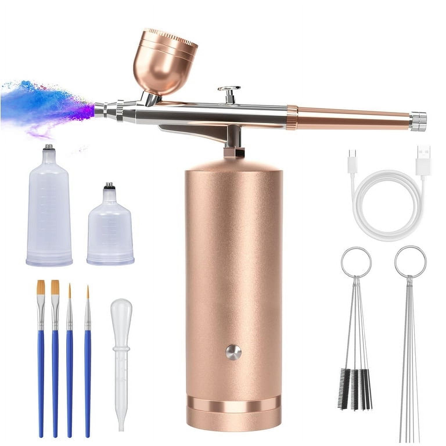 Airbrush Kit with 0.3mm Nozzles, Handheld Auto Mini Dual-Action Cordless Airbrush Spray Gun