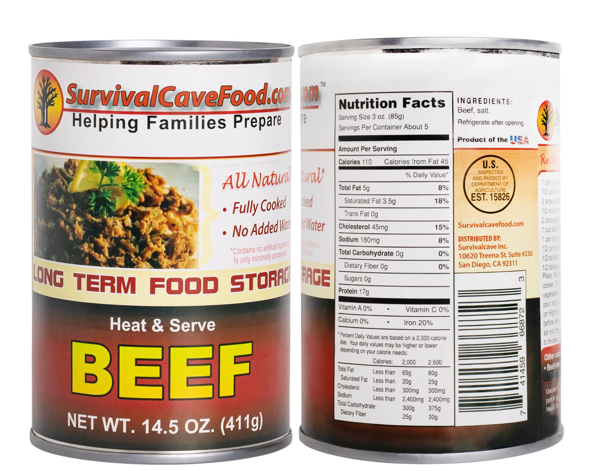 Survival Cave Food - Canned Beef 14.5 oz- 12 cans