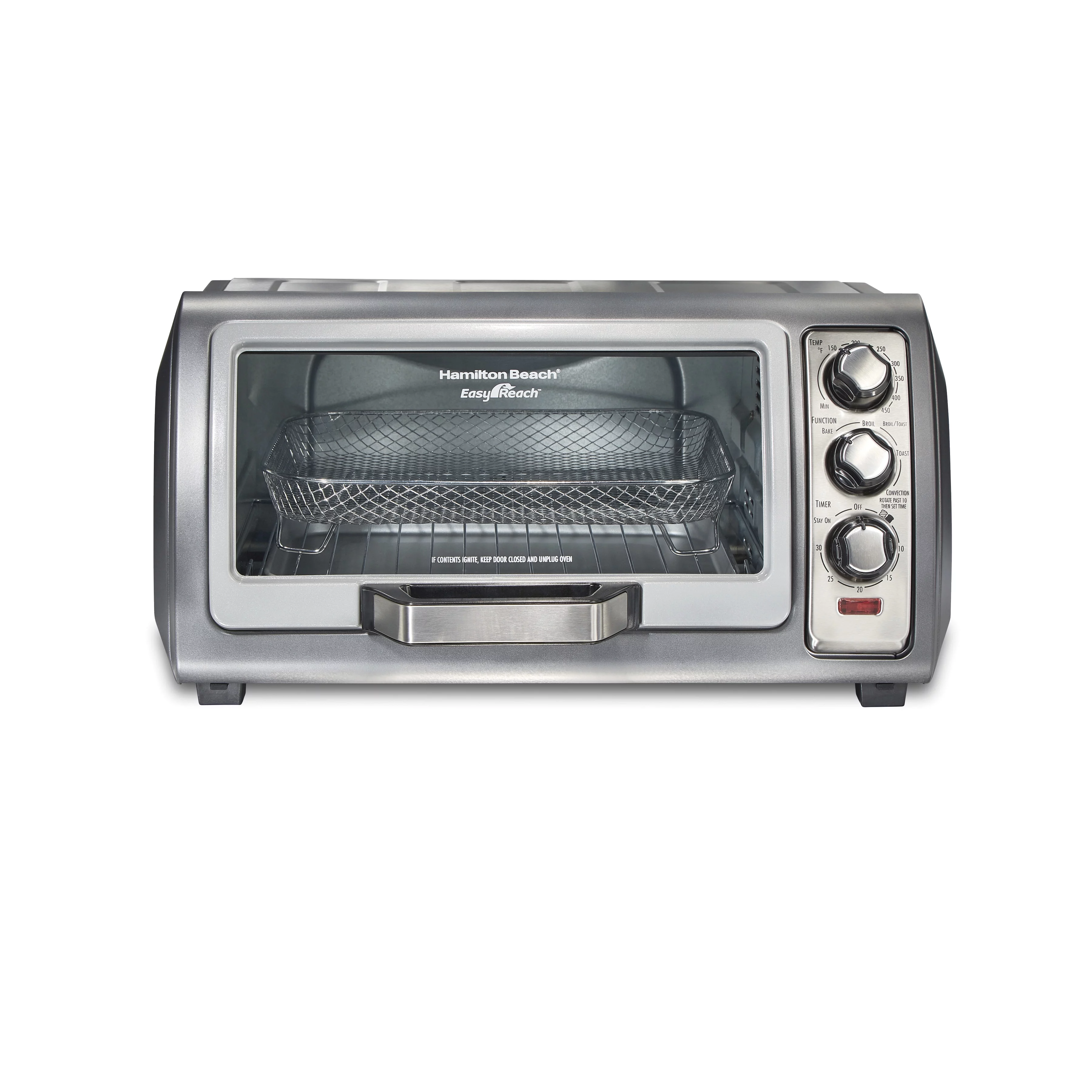 Hamilton Beach Sure-Crisp Air Fryer Toaster Oven with Easy Reach Door, 6 Slice Capacity, Stainless Steel, 31523