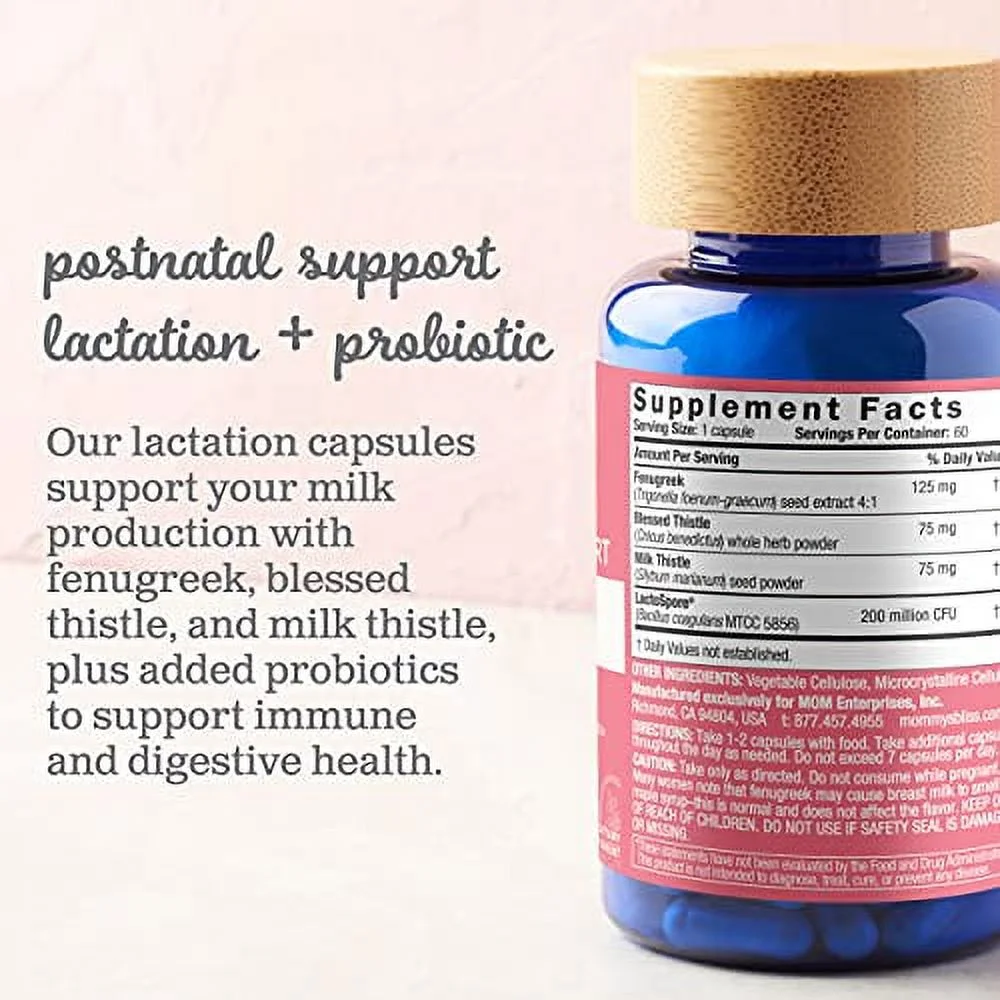 Postnatal Lactation Support Supplement With Probiotics: Support Breastfeeding Milk Supply With Fenugreek, Blessed & Milk Thistle, Postpartum Immune Health While Nursing (60 Ser