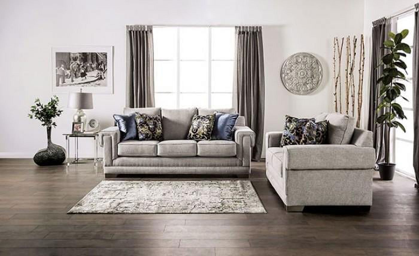 Transitional Light Gray Chenille Sofa and Loveseat FOA Atherstone