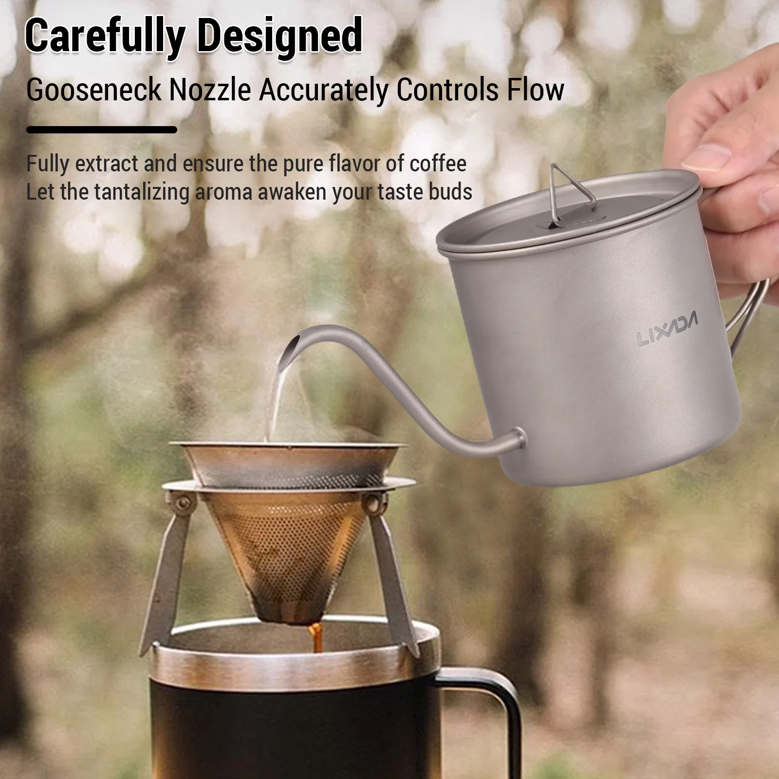 Lixada Coffee Maker Gooseneck Pour Over Kettle Mini Tea Water Pot