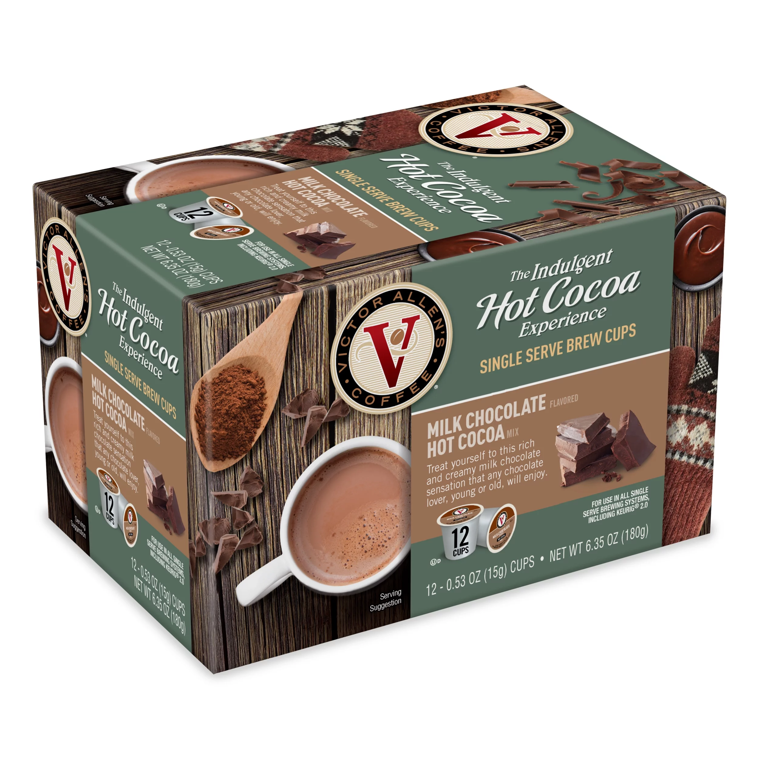 Victor Allen's Coffee Milk Chocolate Hot Cocoa, 6-12 Count, Single Serve K-Cup Coffee Pods