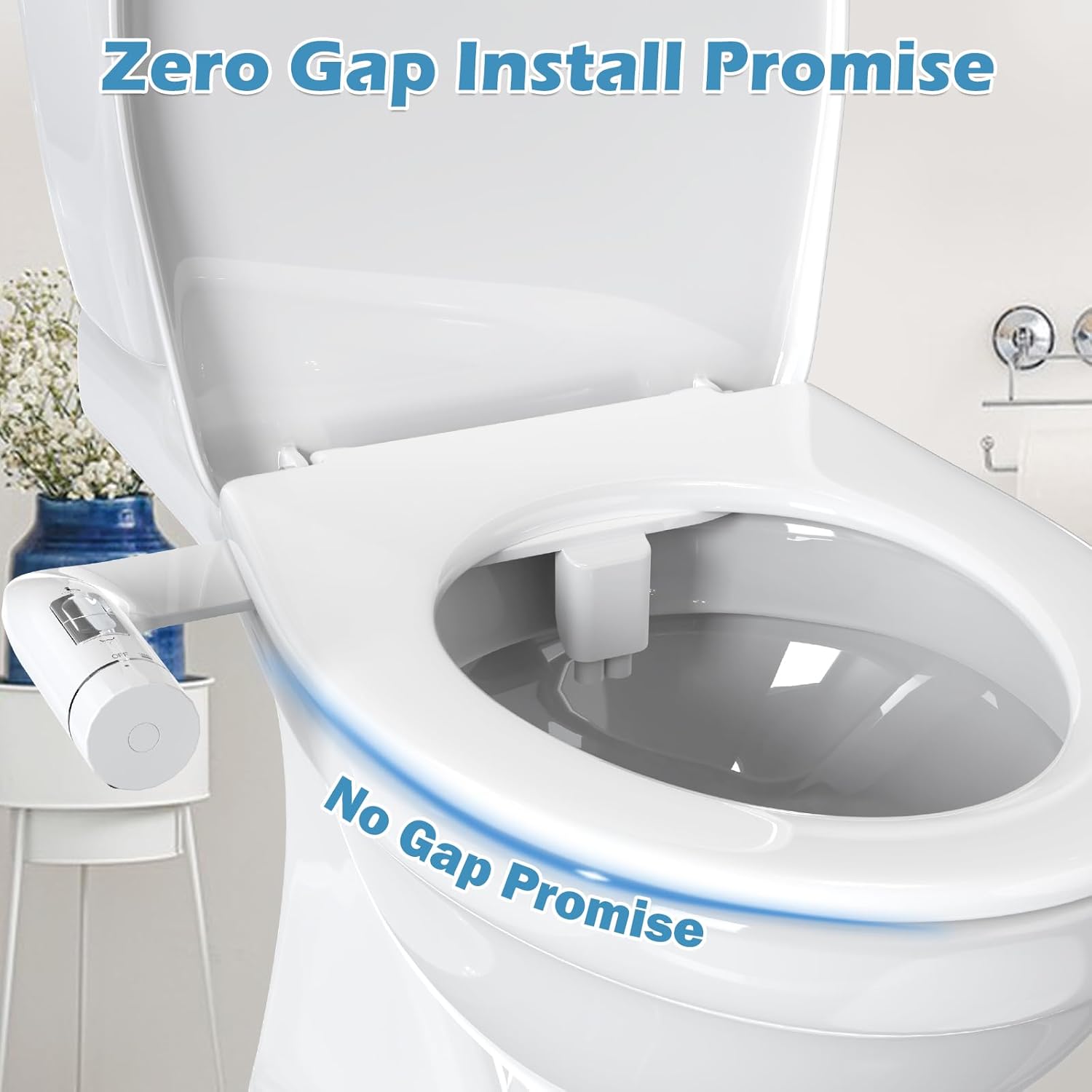 Ultra-Slim Bidet Attachment for Toilet, Dual Nozzles Bidet(Frontal & Rear Wash) Adjustable Water Pressure, Non-Electric Bidet Attachment for Toilets, Auto Self Cleaning Bidet, No Gap Install