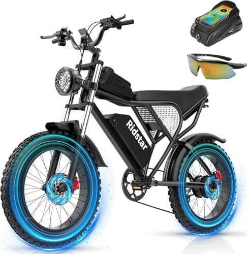 Electric Bike for Adults Q20, 2000/1500W, 37/30MPH,52V 40AH,48V/20AH E-Bike,30-180 Miles Electric Motorcycle, 20