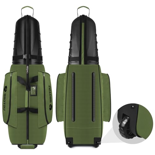 BROTOU Golf Travel Bags for Airlines with Tank Wheels and ABS Hard Shell Top Golf Club Travel Case Waterproof Oxford Fabric Protect Golf Clubs Large Capacity and Easy to Maneuver