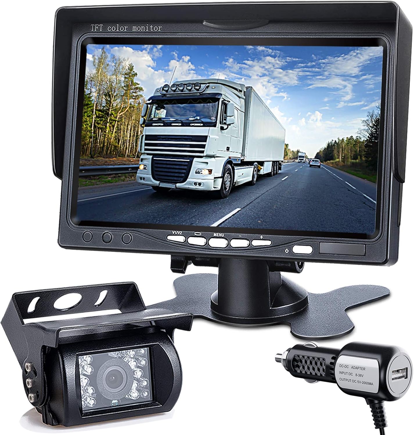 DVKNM Upgrade Dual Backup Camera Monitor Kit,7-inch LCD-HD,IP69 Waterproof Rearview Reversing Rear View Camera Monitor Truck/Trailer/Semi-Trailer/Box Truck/RV/Pickup Truck/ �� HD Transmission��(TZ102)