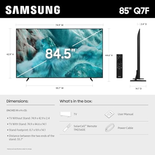 Samsung 43-Inch Q7F Series QLED 4K UHD Smart TV &ndash; HDR10+, Alexa Build-in, Bluetooth w/ 12 Month CPS Protection Plan, AUX HDMI Cable, Streaming Bundle