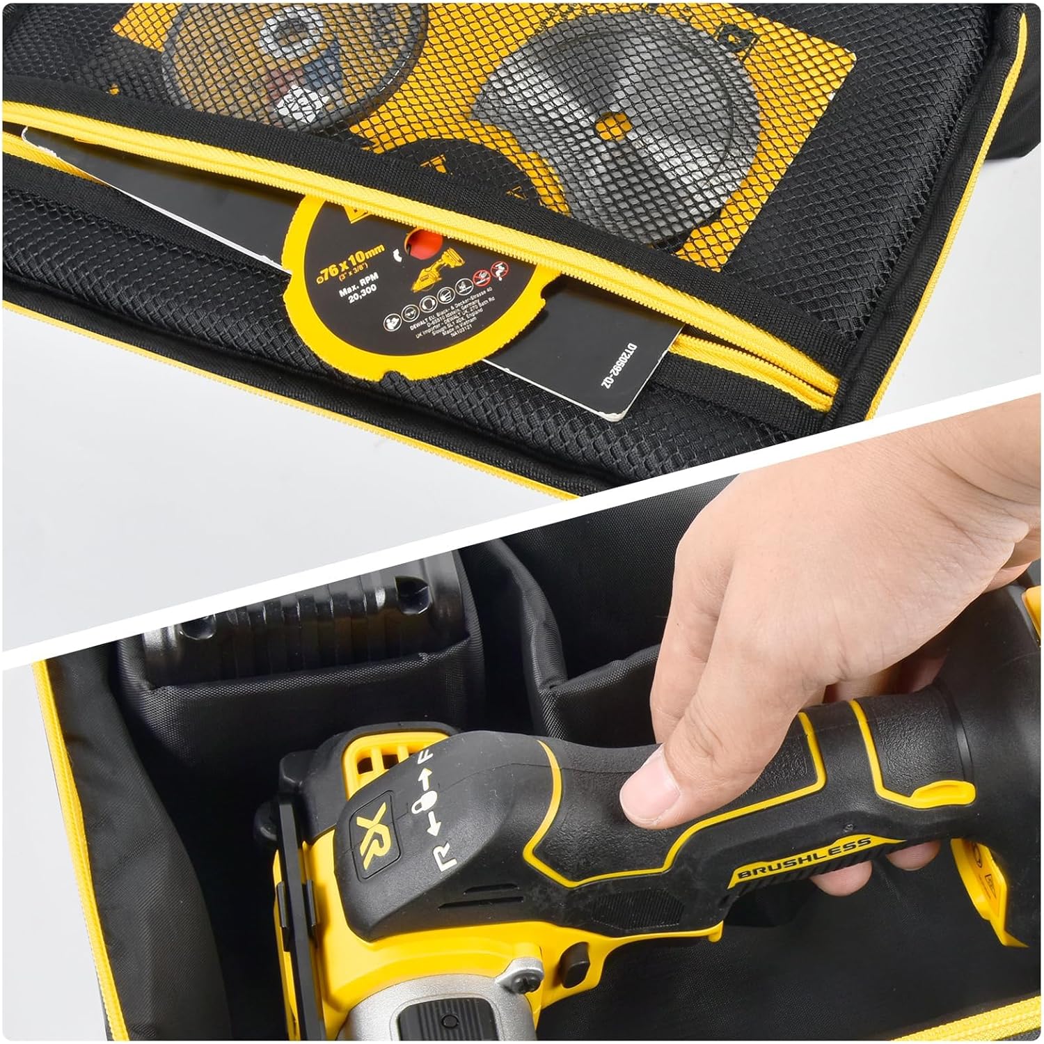 Bag Compatible with DEWALT 20V MAX Cut Off Tool 3 in 1 Brushless (DCS438B), Storage Case Carrying Holder Organizer for Charger, Batteries, Cutting Wheel and Other Accessories (Box Only)