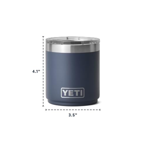 YETI Rambler Lowball, Vacuum Insulated Stainless Steel Stackable Lowball with MagSlider Lid, Stainless Steel, 10 oz (296 ml)