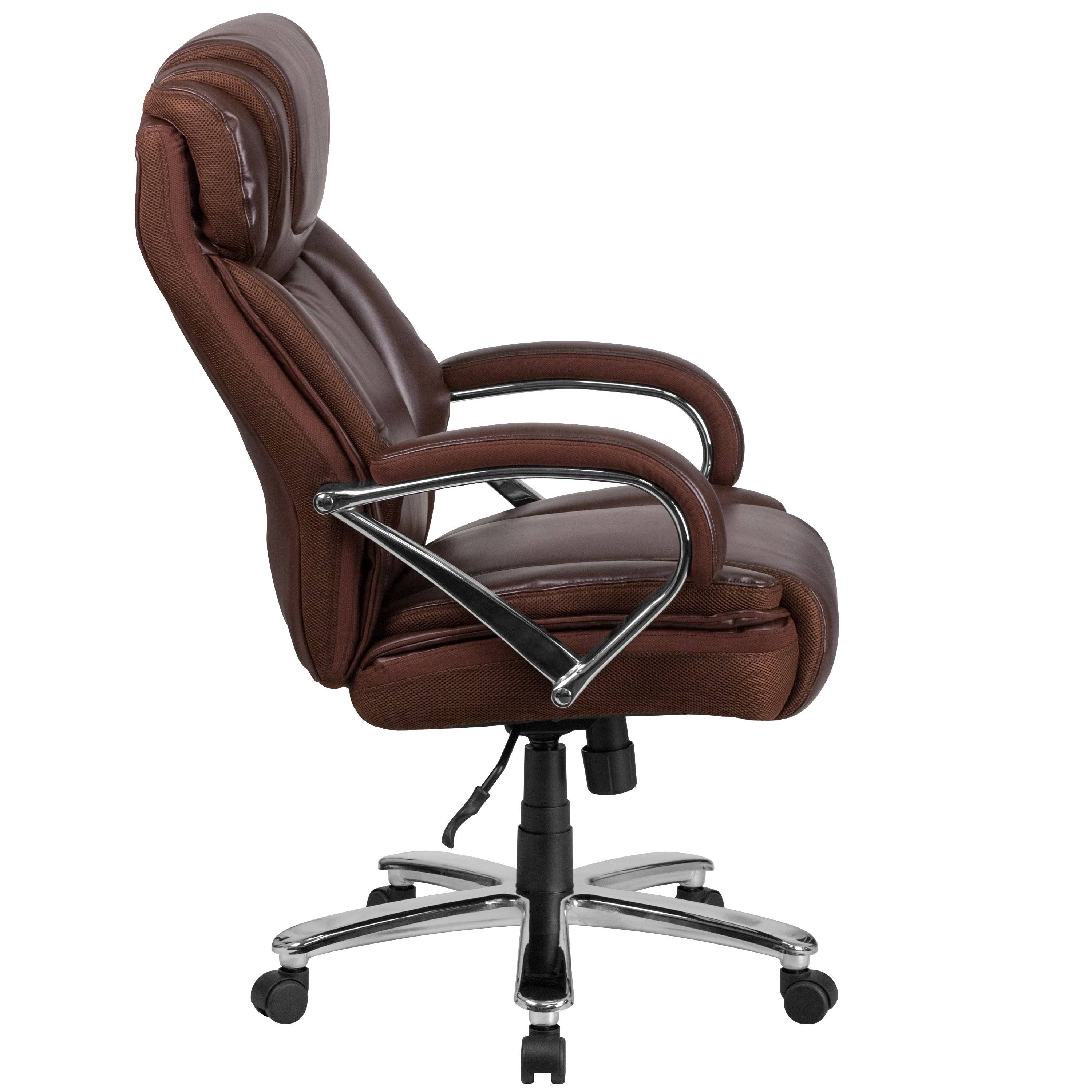 Big u0026 Tall 500 lb. Rated Brown Leather Executive Swivel Ergonomic Office Chair with Extra Wide Seat