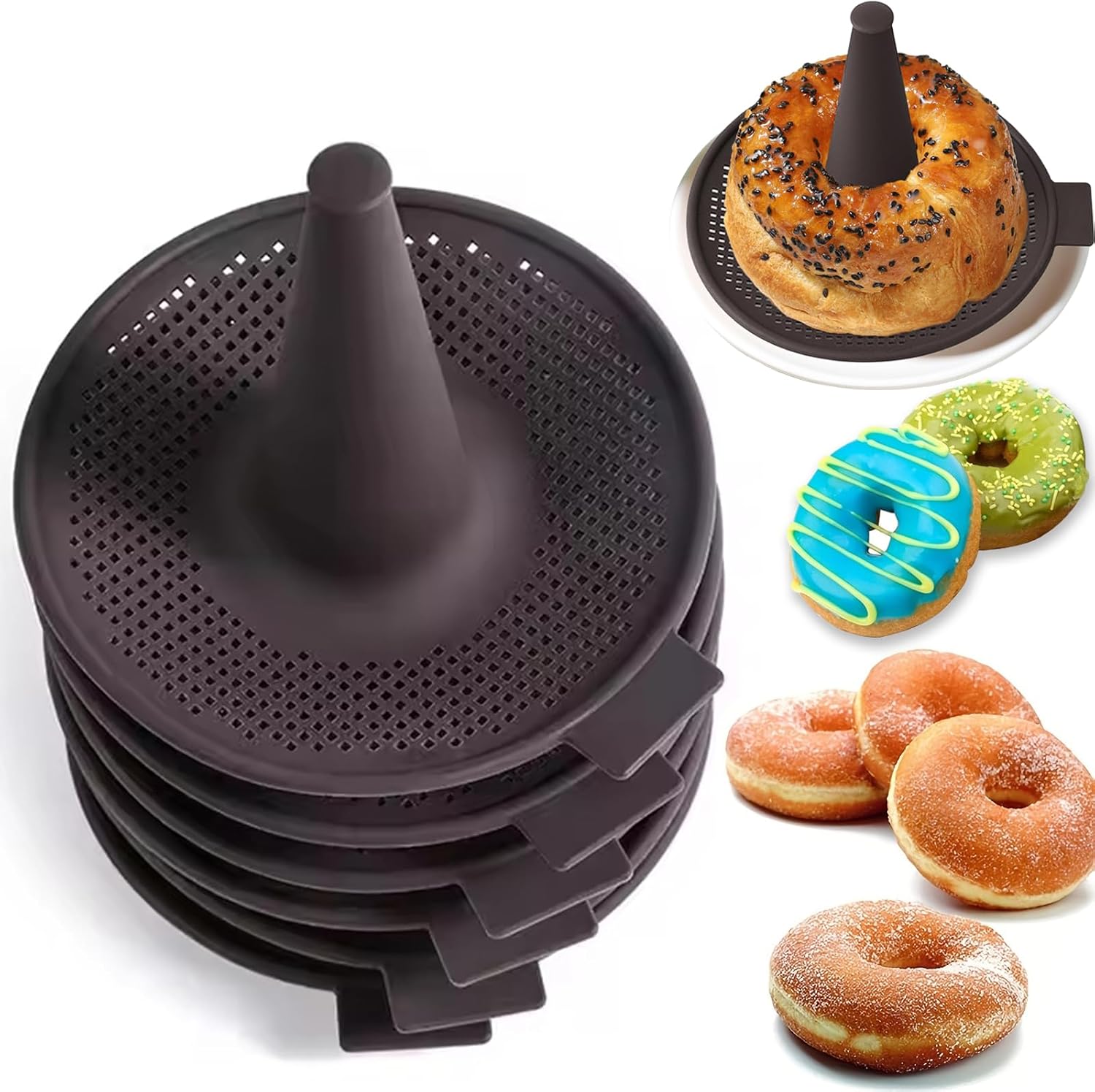 Donut Mold for Baking，6Pcs Donut Pans Silicone Baking Mold，Conical Shape Silicone Molds for Pastry Molds for Bagel and Doughnut Cake Pans Baking Tools Bread Baking Cake Mould