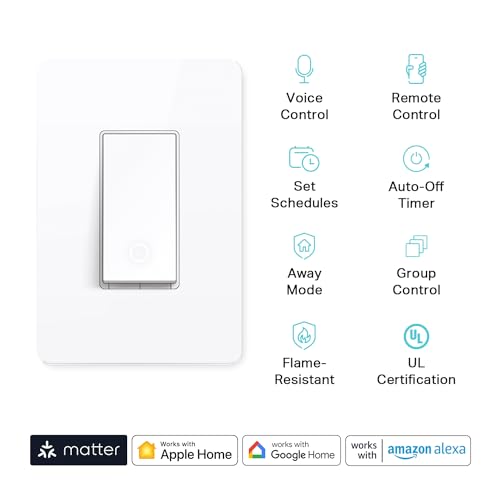 Kasa Smart Light Switch HS200P3, Single Pole, Needs Neutral Wire, 2.4GHz Wi-Fi Light Switch Works with Alexa and Google Home, UL Certified, No Hub Required, 3-Pack , White