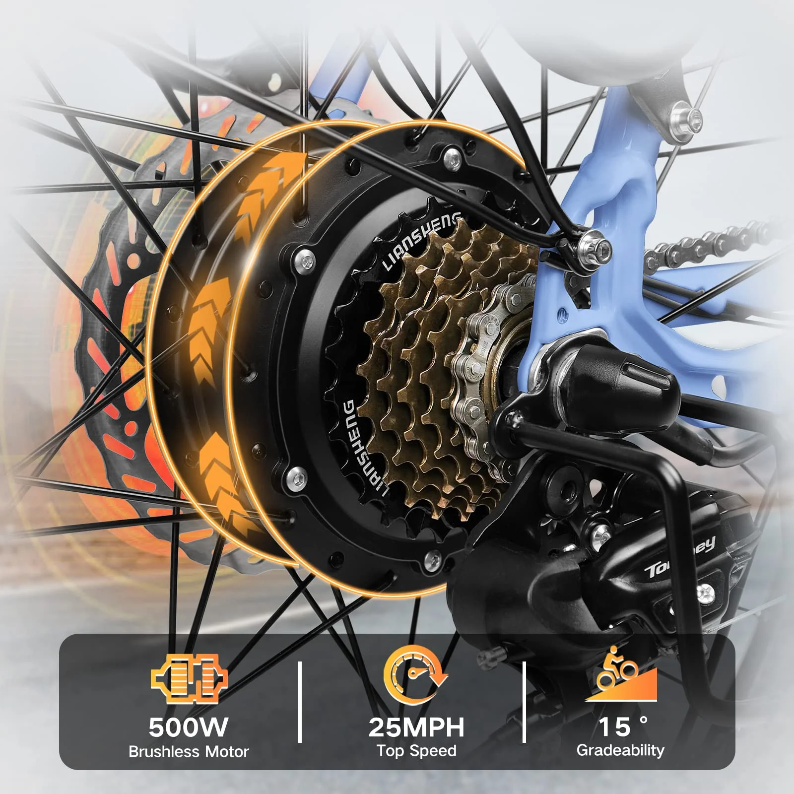 Electric Bikes for Adults,500W E Bike, 48V 12Ah 7 Speed 26''X2.4 Tire Electric Bicycles for Adult