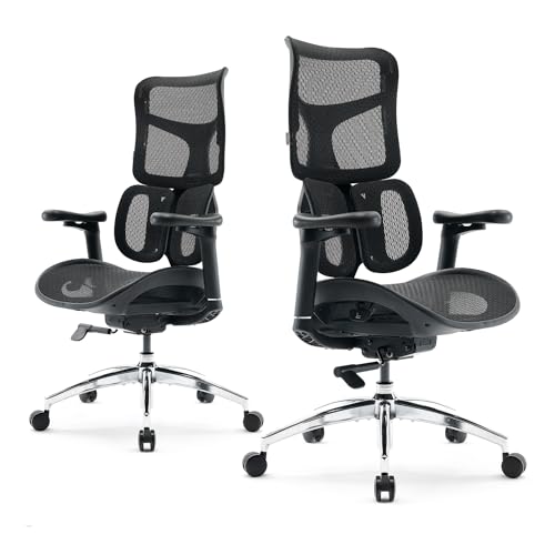 SIHOO Doro S300 Ergonomic Office Chair, Computer Chair, Gaming Chair with Dual Dynamic Lumbar Support, 6D Coordinated Armrests, Adjustable Rolling Chair (White Italian Velvet Mesh)