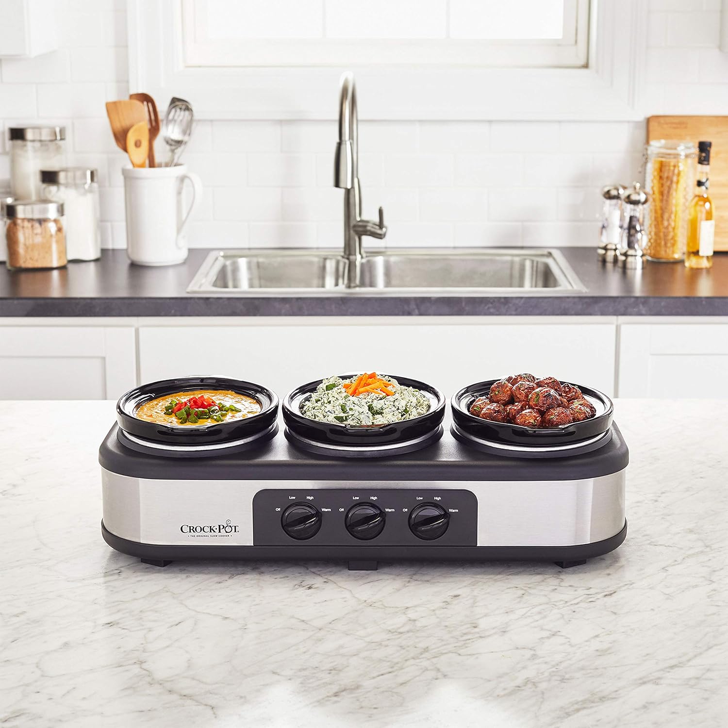 Crock-Pot Stainless Steel Trio Cook & Serve Slow Cooker & Food Warmer