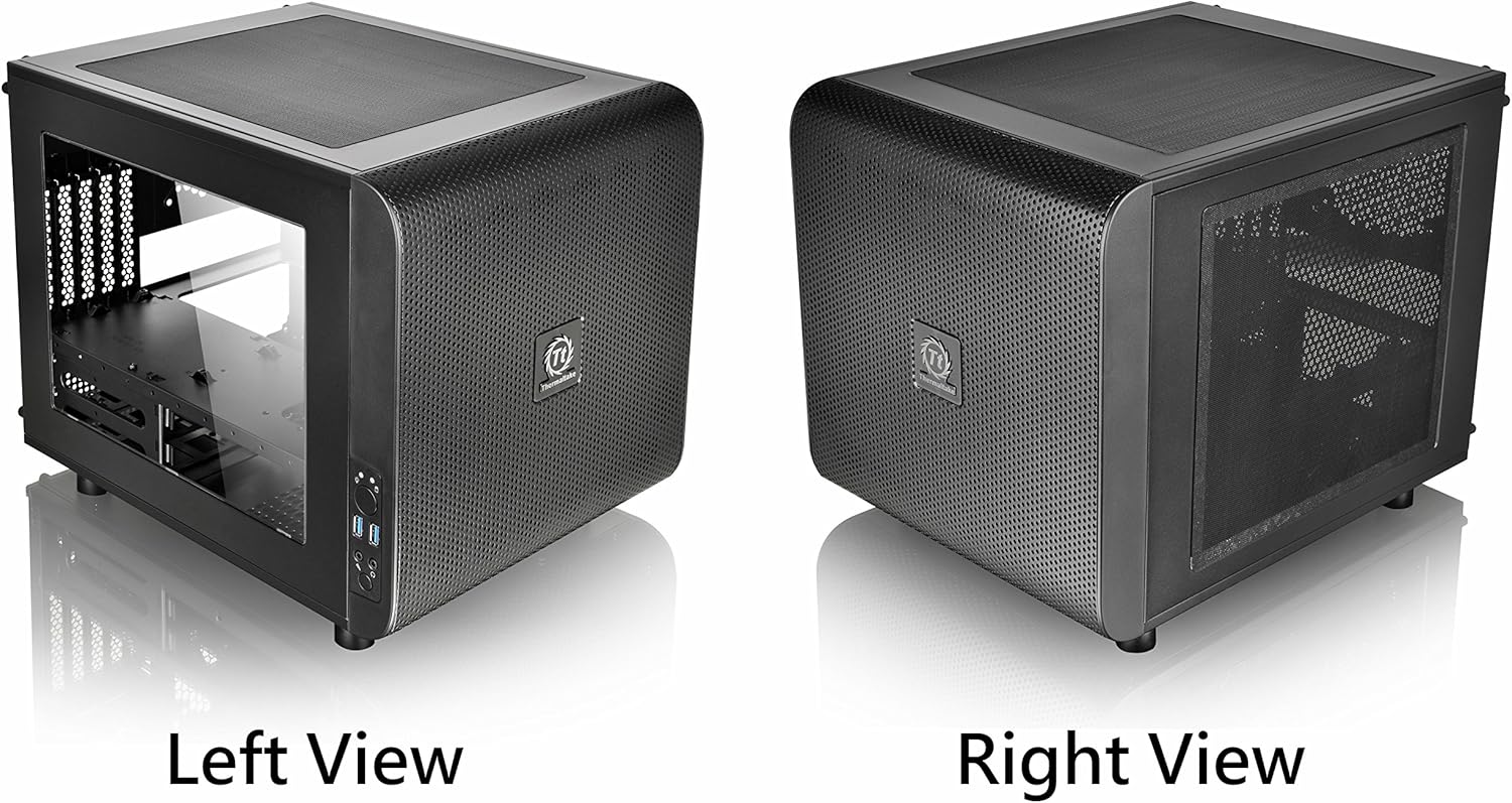 Thermaltake Core V21 SPCC Micro ATX, Mini ITX Cube Gaming Computer Case Chassis, Small Form Factor Builds, 200mm Front Fan Pre-installed, CA-1D5-00S1WN-00 Black